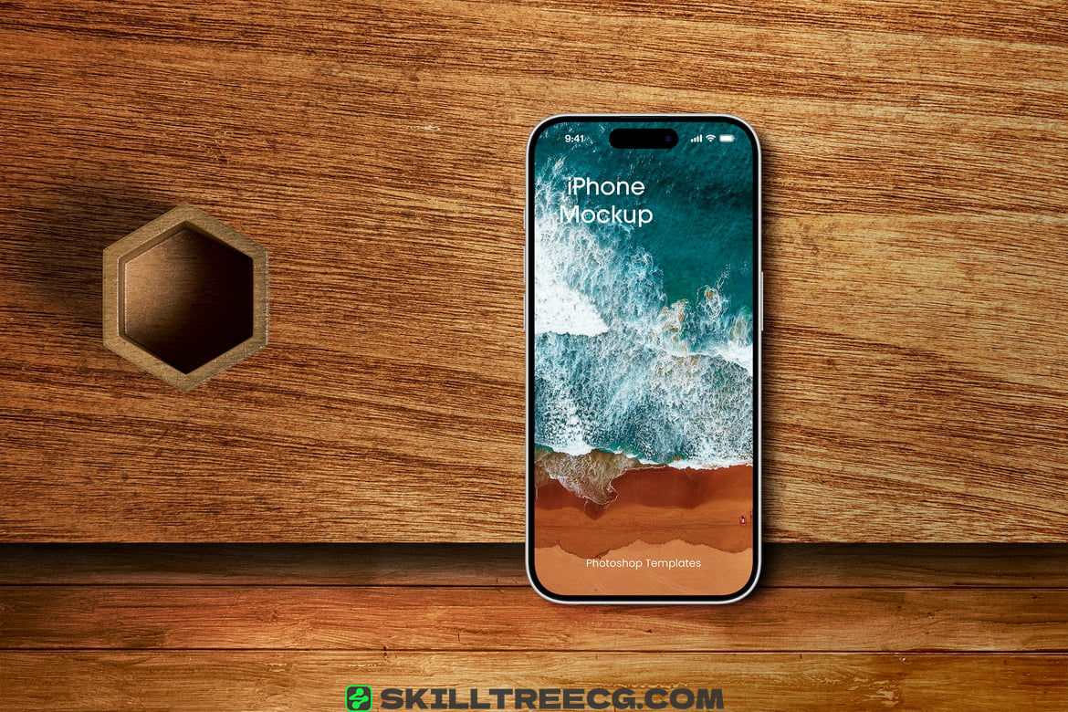 iPhone Mockup On The Wood Texture（315800）-技能树